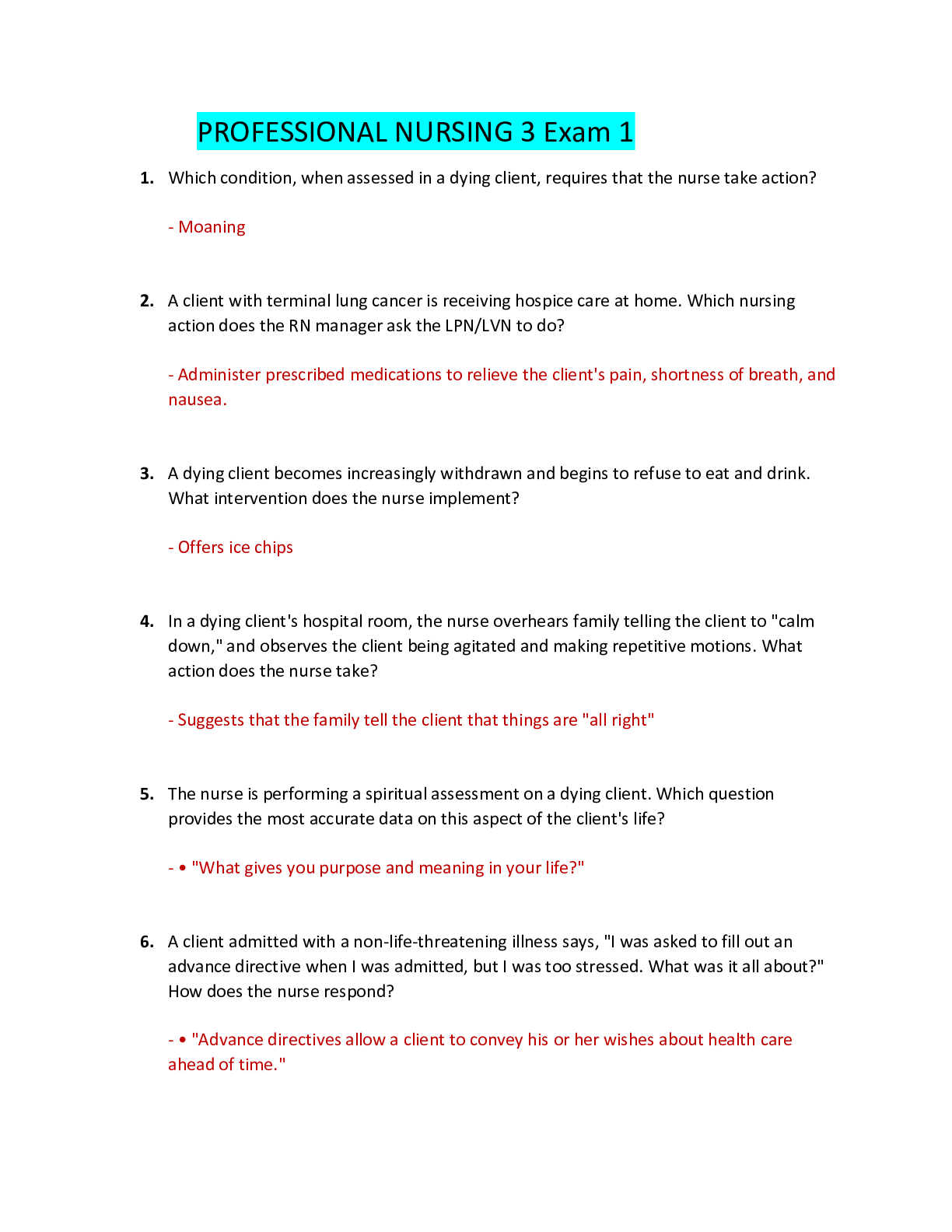 Preview image for NUR 2790 / NUR 2790 PROFESSIONAL NURSING 3 EXAM 1 (Latest 2021/2022) Rasmussen